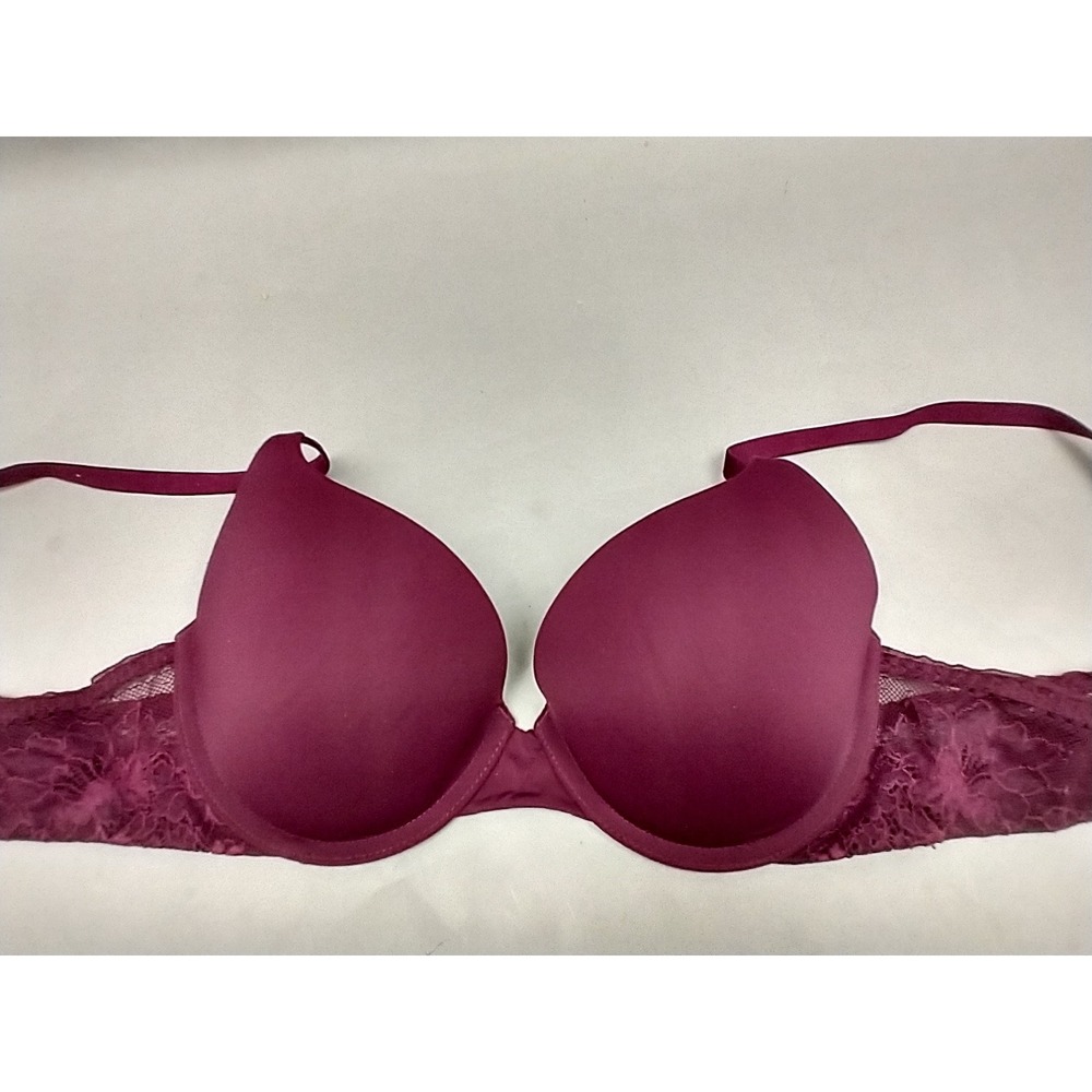 Victorias Secret T-Shirt Push-Up Bra 34B Burgundy Lace Full Coverage 11167335